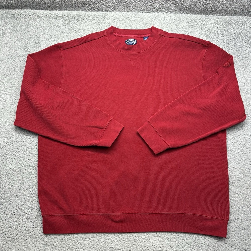 Callaway Golf Sport CS66069 Mens Size XXL Red Ottoman Ribbed Crewneck Sweatshirt